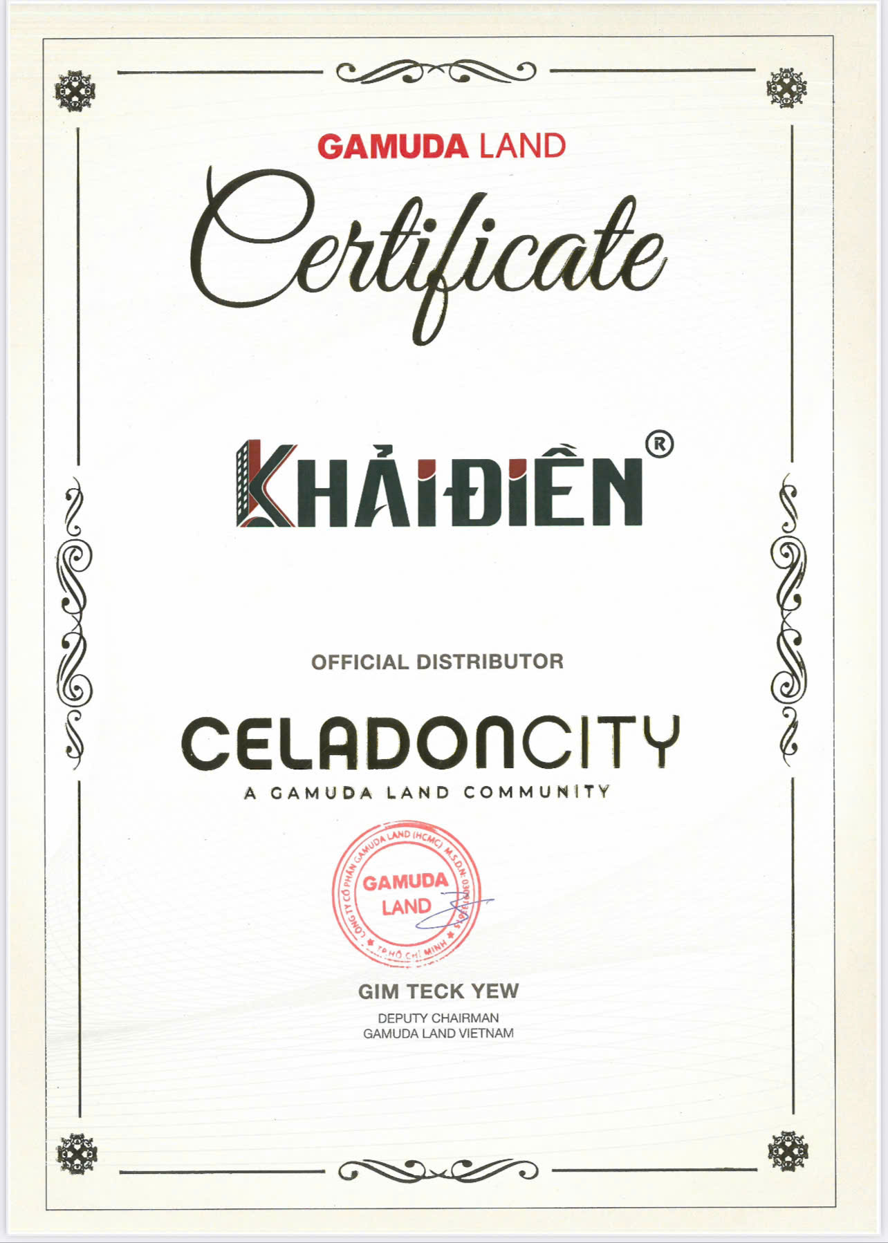Giay chung nhan Celadon City